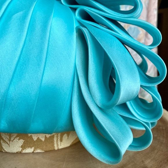 Vintage 1960s Sculptural Fantasy Silk Hat Fascinator Kentucky Derby Blue Hat - Picture 3 of 7